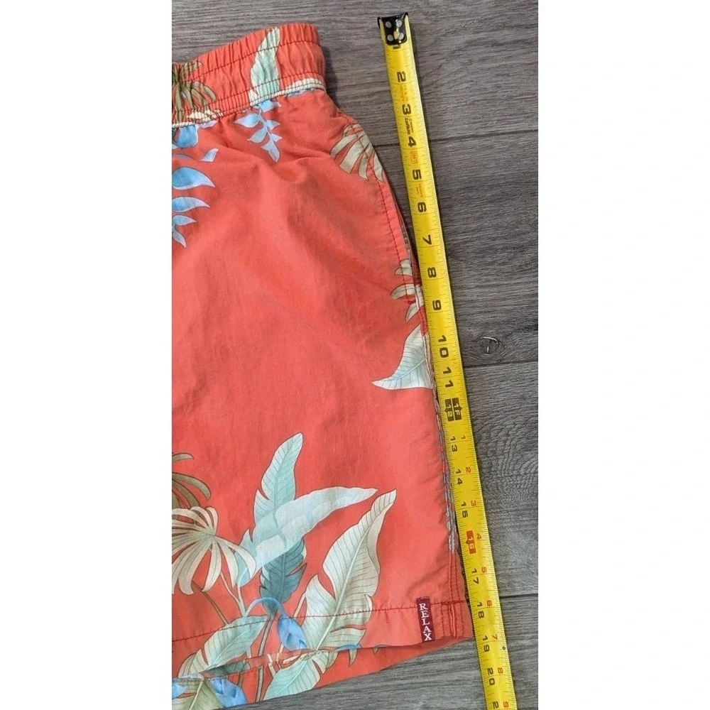 Tommy Bahama Relax XL‎ Swim Trunks Floral Nylon Orange Inside Pocket Cargo Lined